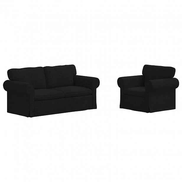 vidaXL Set pohovek 2 ks Černá textil