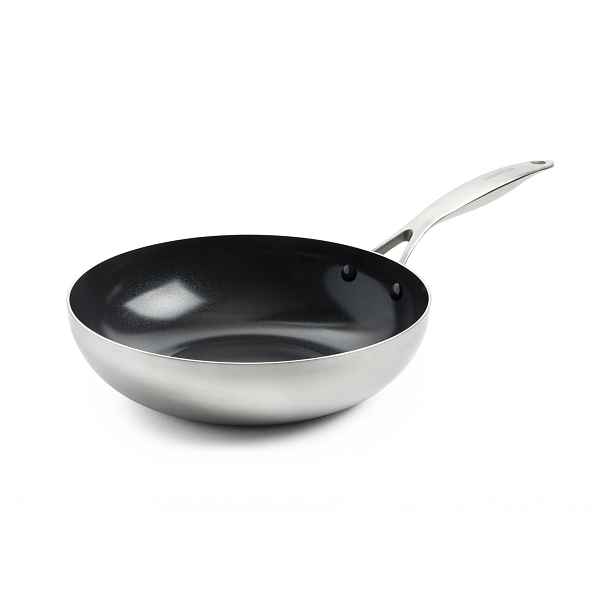 GreenPan Nerezová wok pánev s keramickým nepřilnavým povrchem, Geneva, Ø 28 cm CC004781-001