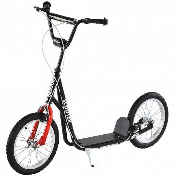 HOMCOM KOLOBĚŽKA Scooter Cityroller Dětská koloběžka s pneumatikami Nastavitelná Hliník Černá