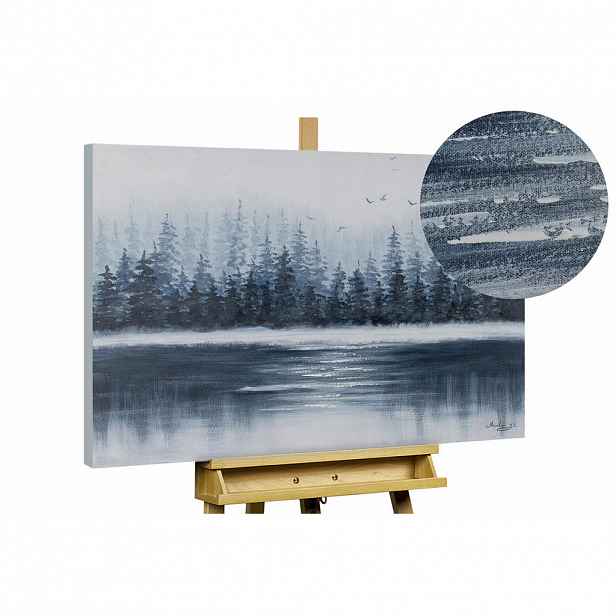 KUNSTLOFT RUČNĚ MALOVANÝ AKRYLOVÝ OBRAZ MODRÝ/BÍLÝ, 100/75 CM
