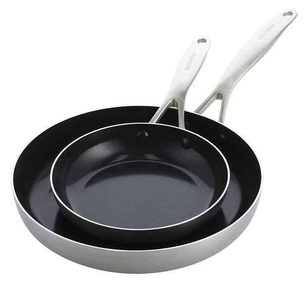 GreenPan Sada 2 nerezových pánví s keramickým nepřilnavým povrchem, Geneva, Ø 20 a 28 cm CC004783-001