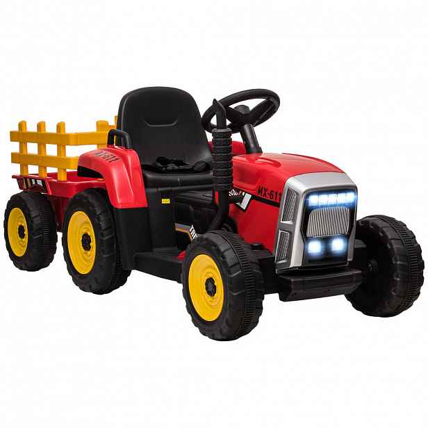 HOMCOM ELEKTRICKÝ traktor Dětský traktor s MP3 funkcí, 3–6 km/h, červený