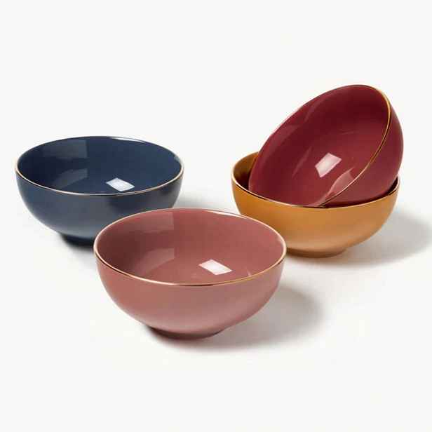 Miska komplet 4 kusy Mystic ručně malované porcelánové barevné 15 cm