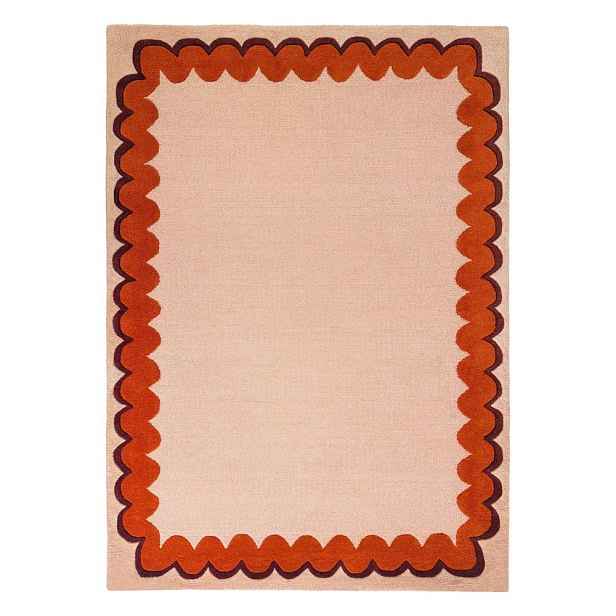 Oranžový/v přírodní barvě ručně tkaný vlněný koberec 200x290 cm Wiggle Wool – Flair Rugs