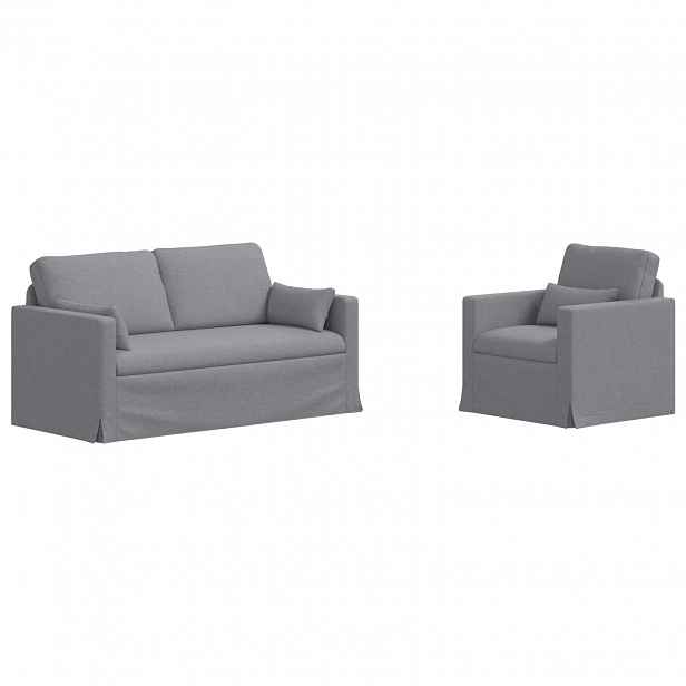 vidaXL Set pohovek 2 ks Světle šedá textil