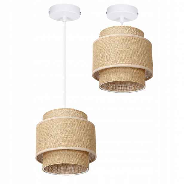 Etno Boho Závěsná Lampa Z Juty S Trojitým Stínidlem