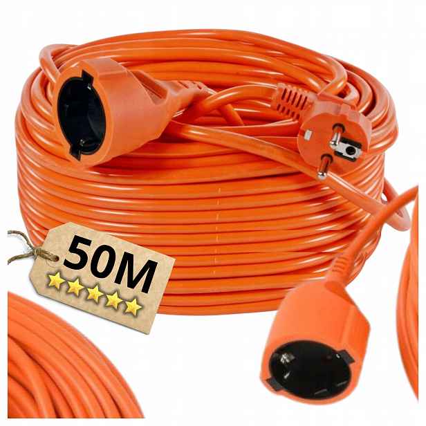 Silný Prodlužovací Kabel pro zahradní sekačku 50M Stavební šňůra 3x2,5mm