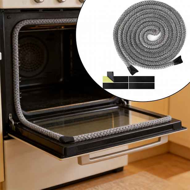 TEMU 1 role ohnivzdorné samolepicí těsnicí šňůry, 2,5 m x 8 mm vysokoteplotní těsnění, náhrada za dvířka peletového kachle, krbu a trouby