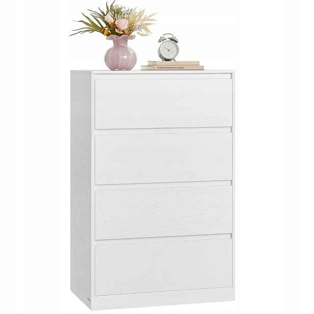 Vasagle Komoda 4 zásuvek bez úchytek 60,2 x 40,4 x 97,4 cm bílá