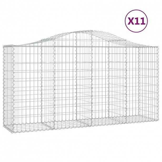 vidaXL Klenuté gabionové koše 11ks 200x50x100/120cm pozinkované železo