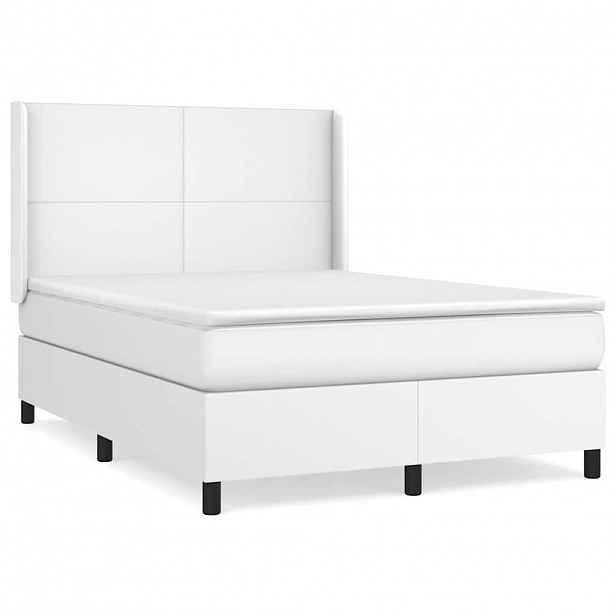 vidaXL Box spring postel s matrací bílá 140 x 190 cm umělá kůže