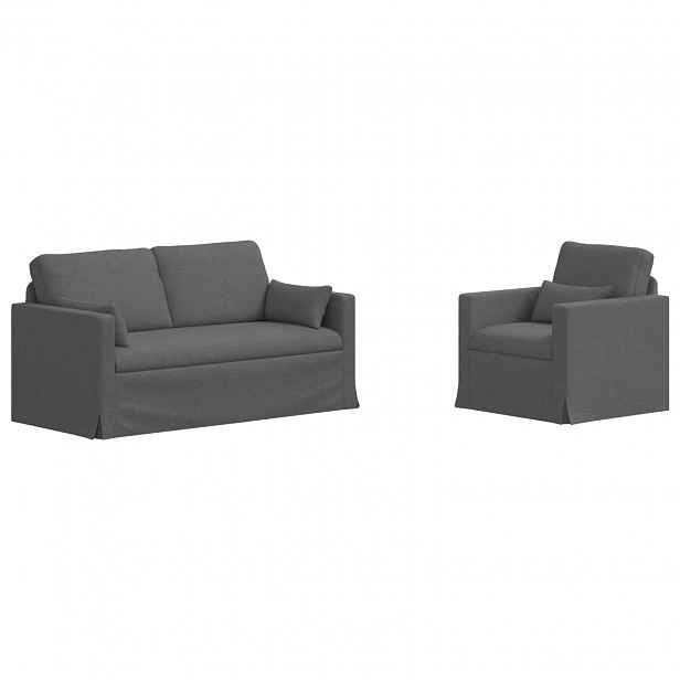 vidaXL Set pohovek 2 ks Tmavě šedá textil
