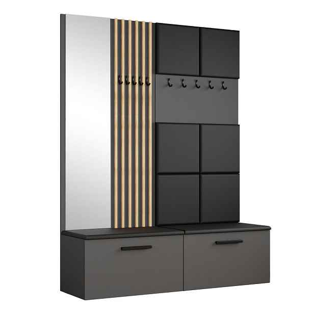 MASSENO MODERNÍ PŘEDSÍŇOVÁ SESTAVA MODULO, 161,2/204/40 cm, šedá