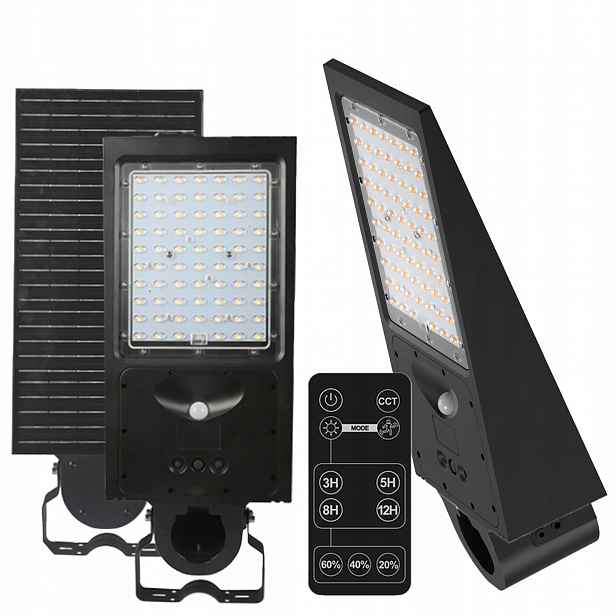 Pouliční Led solární lampa 30W 4800lm Cct Senzor pohybu Soumraku IP65 IK07