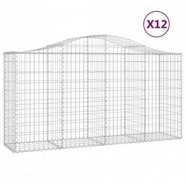 vidaXL Klenuté gabionové koše 12ks 200x50x100/120cm pozinkované železo