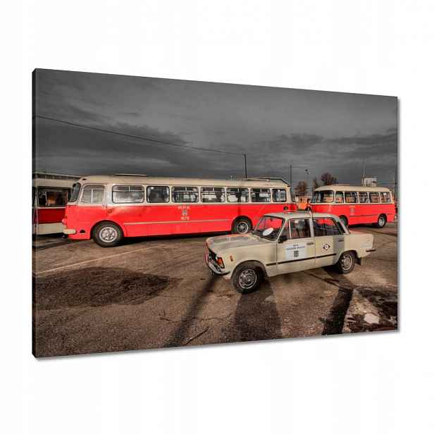 Obrazy 100x70 Velký Fiat a autobus Jelcz