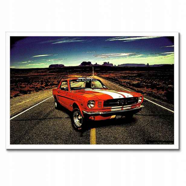 Plakáty v rámu 60x40 Červený Ford Mustang