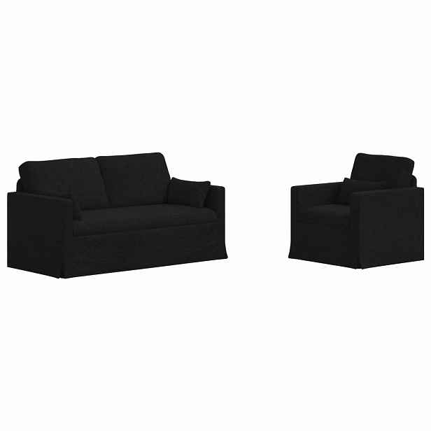 vidaXL Set pohovek 2 ks Černá textil