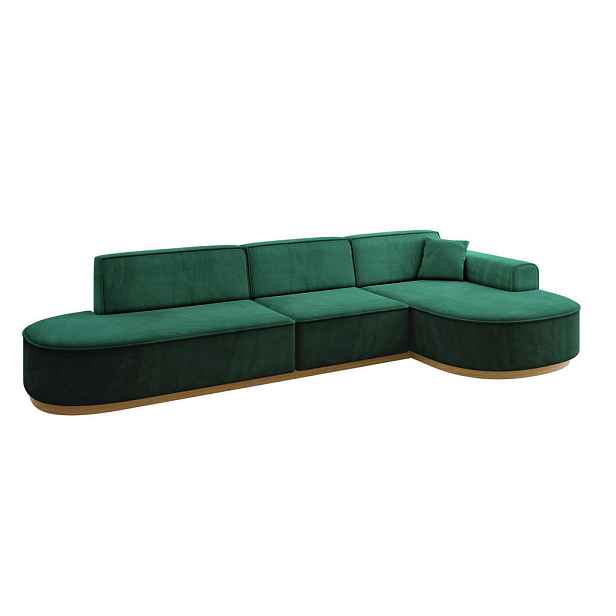 ALTDECOR ROHOVÁ SEDAČKA s otomanem, pravá MARI-L2-v2 328x171x83 Zelená Velur
