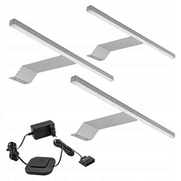 3x Led lampa nad Zrcadlo Alu skříň 3W Světlo Stella Napájecí zdroj 12W