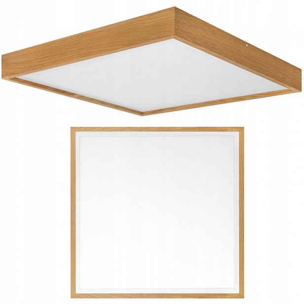 Dubový Stropní Svítidlo 62x62cm 40W Stropní Svítidlo Dřevěný panel Nástěnný Loft