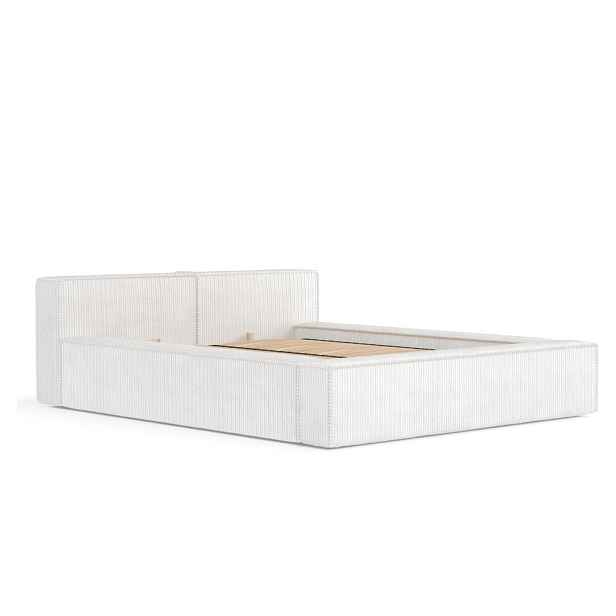 Krémová čalouněná dvoulůžková postel s úložným prostorem s roštem 180x200 cm Voliera – Maison de Rêve