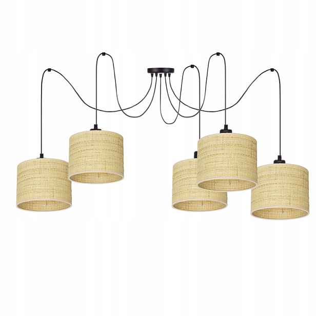Závěsná Stropní Ratanová Lampa Boho Pavouk Spider Stínidlo Ratan Polská Led