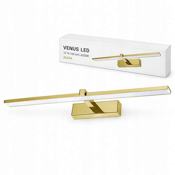 Do obývacího pokoje nástěnná lampa Venus 12W 60cm zlatá Led 840lm 4200K IP44 na zeď