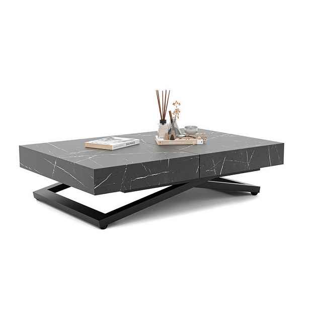 Idohome KONFERENČNÍ STOLEK SANELLE rozkládací se zvedací deskou, 120/80/76 cm, černý / Grigia Pietra