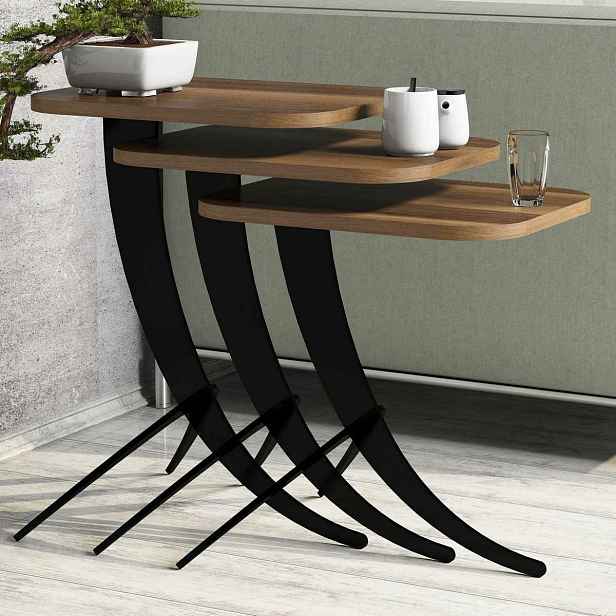 Sada odkládacích stolků Pion Walnut, 3 ks