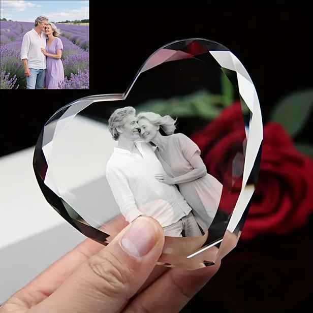 TEMU [Přizpůsobitelné] Skleněná ve tvaru srdce s možností personalizace - Laserem gravírovaný motiv lásky, ideální pro Valentýna, narozeniny výročí,