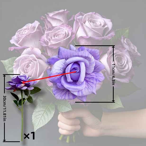 TEMU Velká 11cm umělá květina vysoké kvality - Série s přechodem - 1 ks - s detailní texturou - Realistická a texturovaná - Fialová - Přechodová