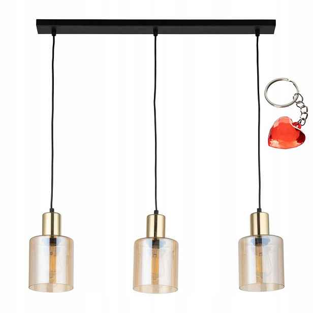 Závěsná lampa Sierra Černo-zlatá 3 zdroje E27 80 cm Kov Tk Lighting