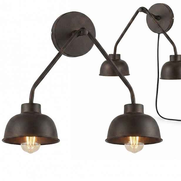 Nástěnná lampa Závěsná kovová nástěnná lampa 2 body Vintage Industriální E14