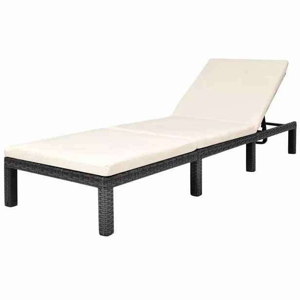 Zahradní lehátko polyratan / látka Černá