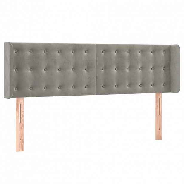 vidaXL Čelo postele typu ušák světle šedé 147x16x78/88 cm samet
