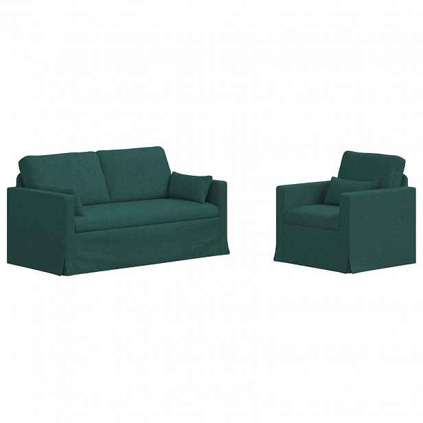 vidaXL Set pohovek 2 ks Tmavě zelená textil