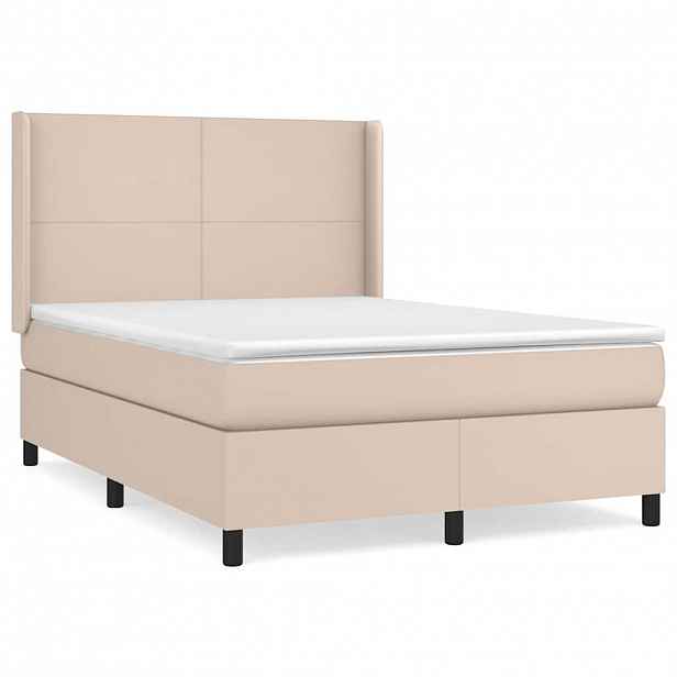 vidaXL Box spring postel s matrací cappuccino 140x190 cm umělá kůže