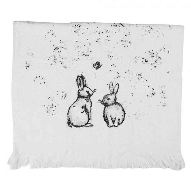 Bílý froté ručník s králíčky a motýlkem Bunny Buddies - 40*66 cm Clayre & Eef