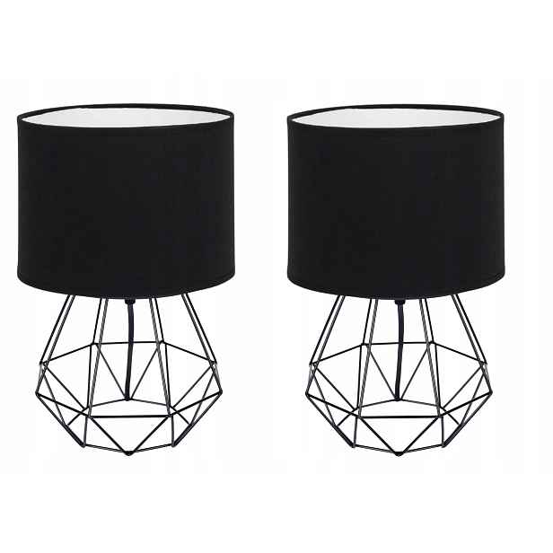 Noční Lampy Černé, Lampičky 2 Ks, Stolní, Moderní Stínítko E27, Polská Barva