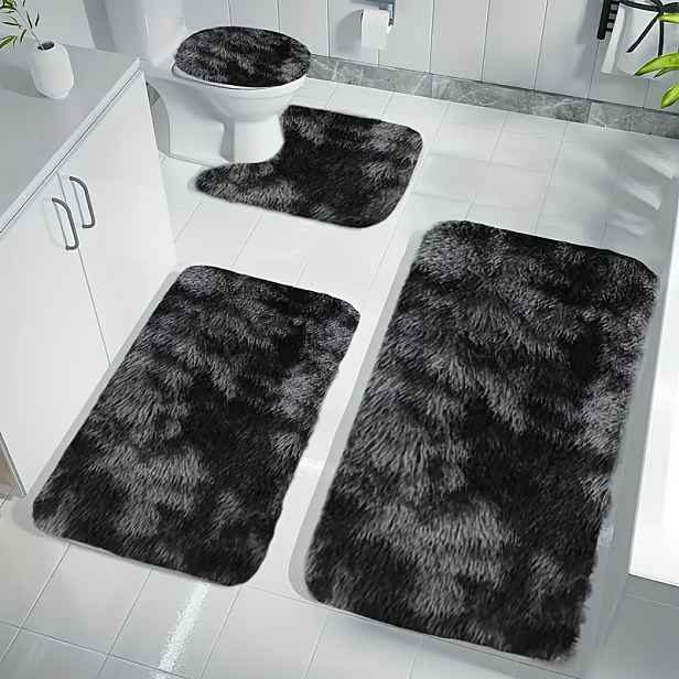 TEMU Luxusní 4ks sada měkkých koberců s tie-dye efektem, elegantní obdélníkový U-tvarovaným lemem. Ideální do koupelen a dekorativních , tento měkký