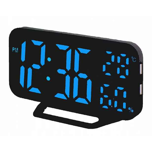 Čitelný Led Budík S Teploměrem A Vlhkoměrem Jvd SB3725.2 Alarm Usb