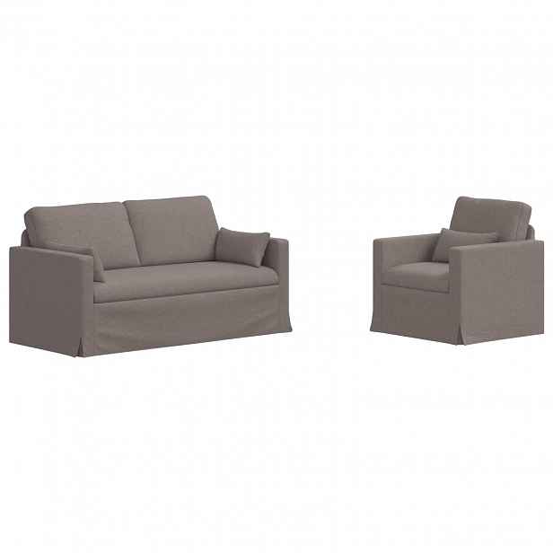vidaXL Set pohovek 2 ks Taupe textil