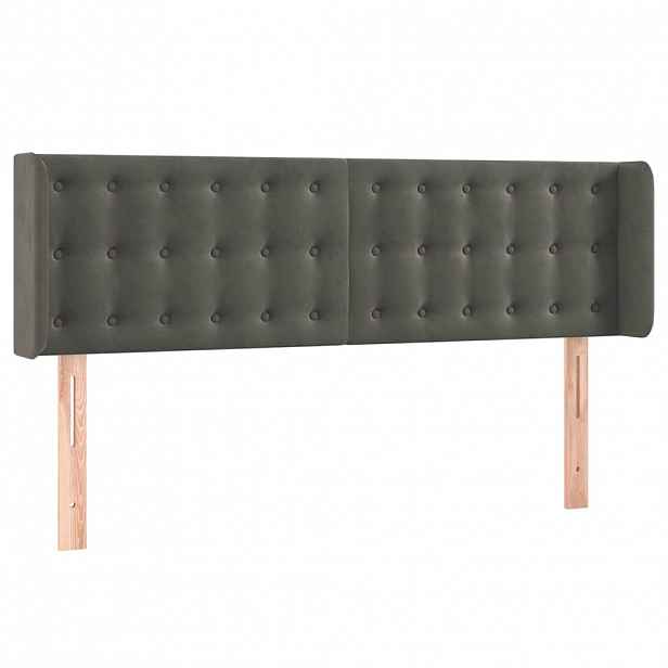 vidaXL Čelo postele typu ušák tmavě šedé 147x16x78/88 cm samet