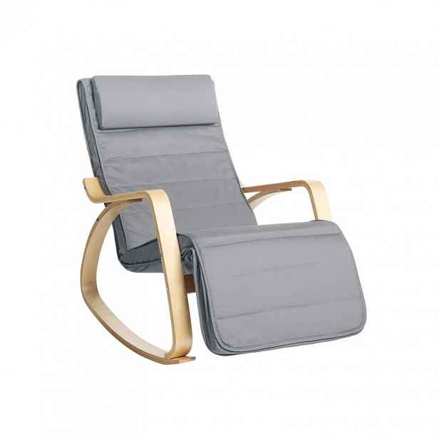 Houpací křeslo s opěrkou nohou a polštářem, světle šedé