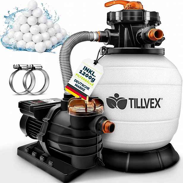 Tillvex filtrační systém pro bazény s časovačem 13 200 l/h až 40 000 l +1200 g