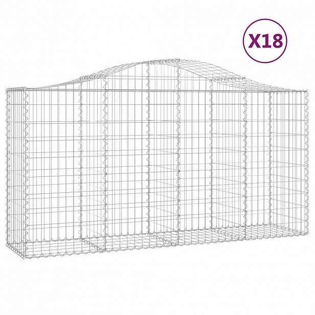 vidaXL Klenuté gabionové koše 18ks 200x50x100/120cm pozinkované železo