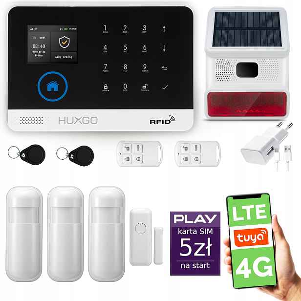 Bezdrátový alarm WiFi Gsm 4G, Tuya, sada alarmu Huxgo HXA003 R3BS