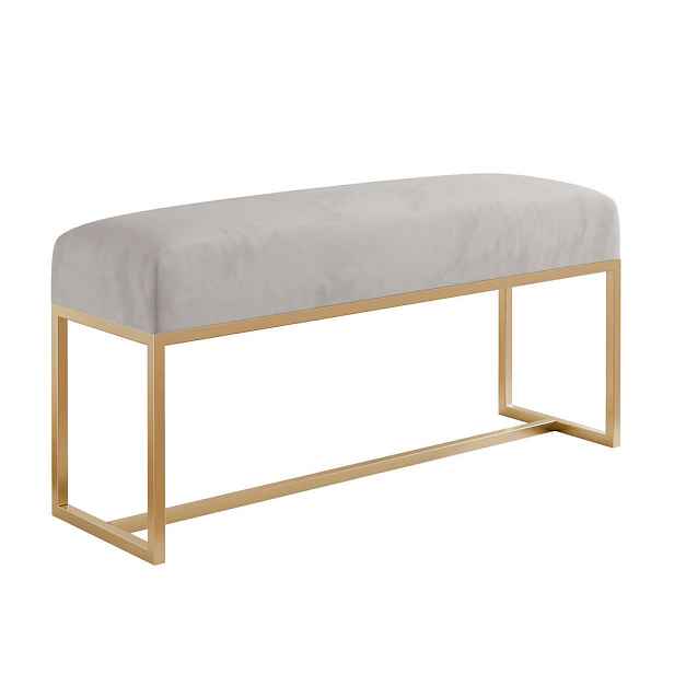 Idohome SEDACÍ LAVICE MUSE 90 cm, zlatá / šedá, kovový rám