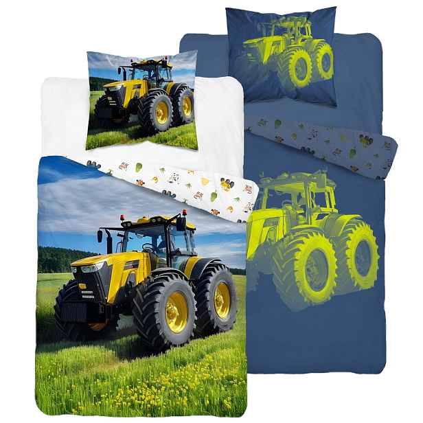 Povlečení Svítící Žlutý Traktor 160x200 cm Fluo Traktor